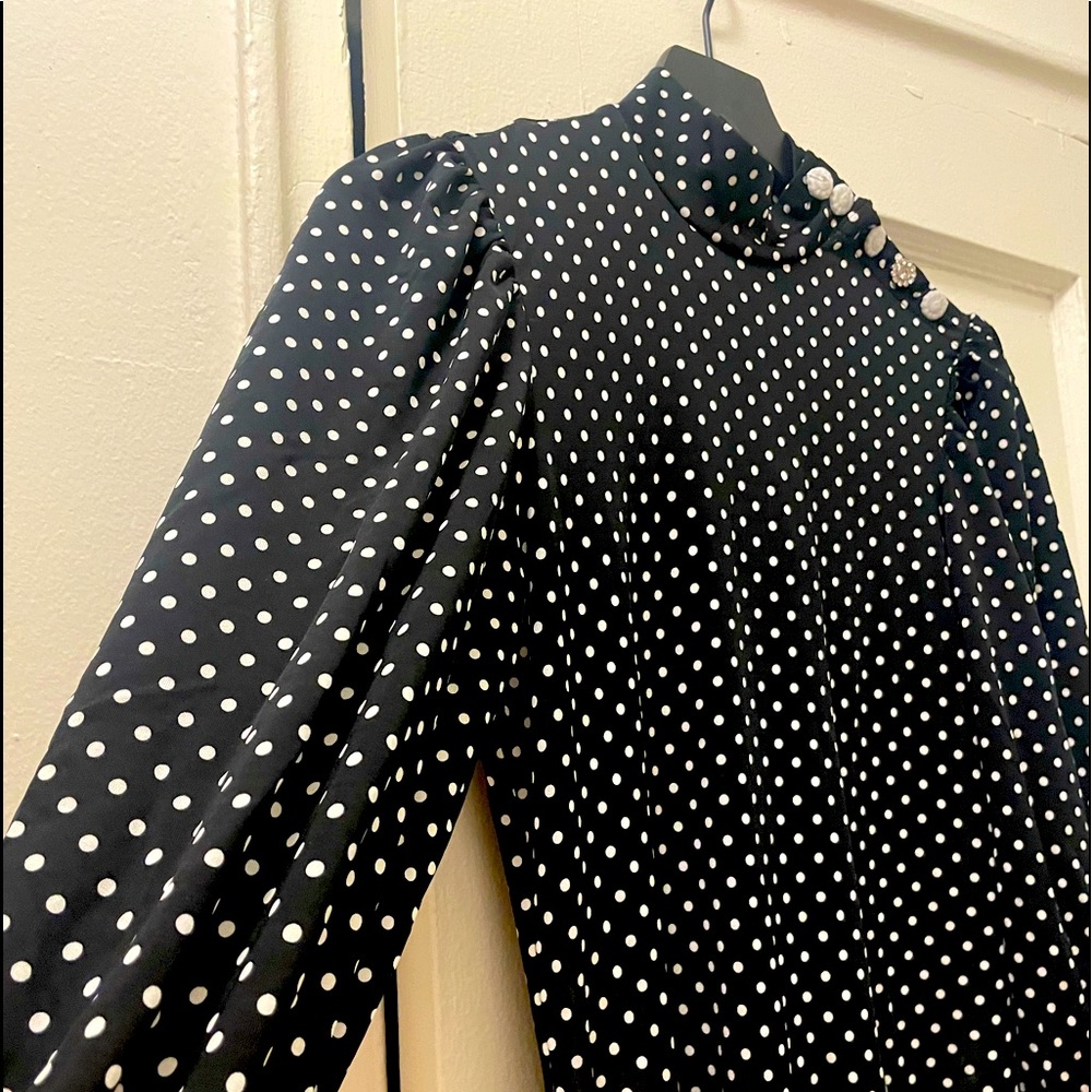 Polka dot fitted to flare “and other stories” dress